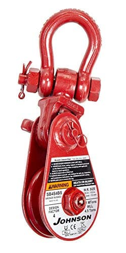 Snatch Block 12-Ton Roller Bearing 10 Sheave with Shackle for 3/4-7/8 Wire Rope