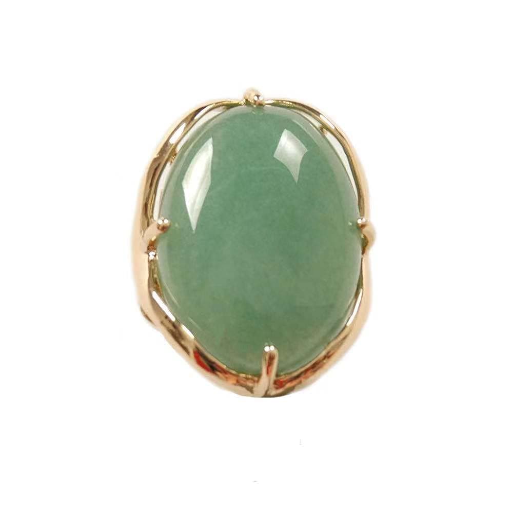Natural Stone Adjustable Finger Rings Semi Precious Oval Shaped Gemstone Jewelry For Women Anniversary Birthday Wedding Gift