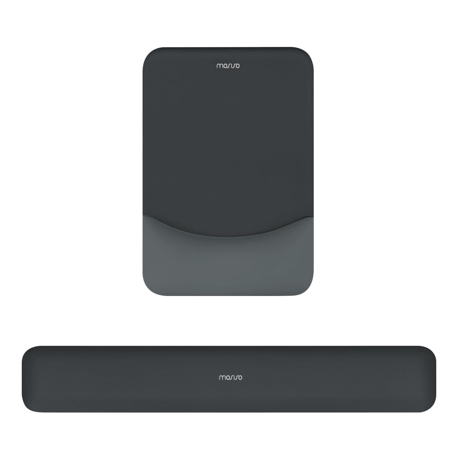 MOSISO Wrist Rest Support for Mouse Pad&Keyboard Set, Rectangular Ergonomic Mousepad Non-Slip Base Home/Office Pain Relief&Easy Typing Pad with Neoprene Cloth&Raised Curved Memory Foam, Slate Gray