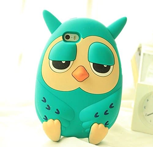Lovely Cartoon 3D Realistic Owl Case for Apple iPhone 6+ Fashion and Cute Soft Silicone Back Cover for iphone 6plus (5.5inch) Cool Cellphone Protector Shell BLUE