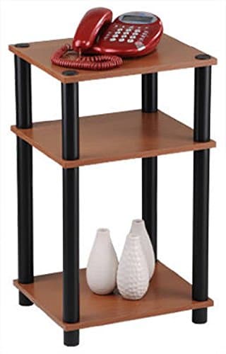 3 Tier Cherry Finish with Black Accents Corner Shelf