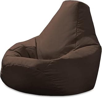 Adult Highback Beanbag Chair - Large Water-Resistant for Indoor and Outdoor Use - Lounge or Gaming Chair - Manufactured in UK (Brown)