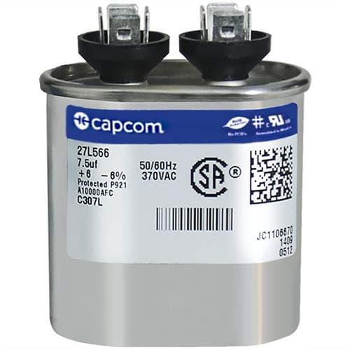 1499-346 - 7.5 uF MFD 370V AC Oval Capacitor - Aluminum & Polypropylene - 5% Tolerance - Rack Mount