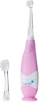 BabySonic Infant and Toddler Electric Toothbrush for Ages 0-3 Years - Smart LED Timer and Gentle Vibration Provide a Fun Brushing Experience - Includes 2 Sensitive Brush Heads (Pink)