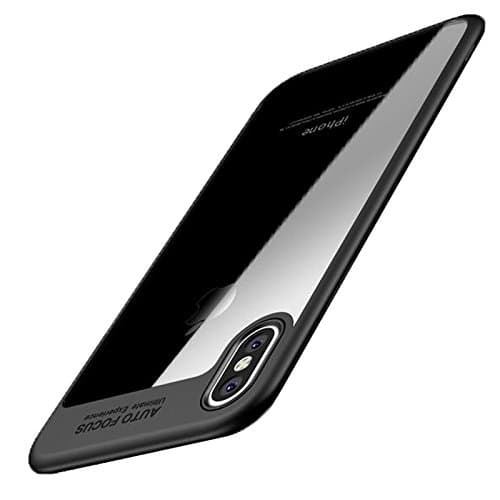 The MerchGenie iPhone X Case, Black IPhone X Case with Crystal Clear back - Soft TPU Gel Casing for iPhone X - Wireless Charger Compatible iPhone X Cover - Cell Phone Accessory- Mobile Phone Accessory