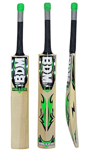 BDM Miller Kashmir Willow Wood Cricket Bat with Carry Case Adult Sizes Short Handle - Choose Weight