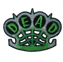 Novelty Iron On Patch - Creepy Zombie "Dead" Brass Knuckles Punch You Applique
