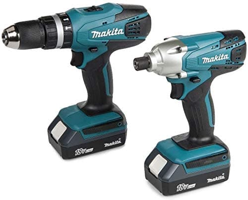 MAKITA 18V Cordless Combi Lithium Drill & Lithium Impact Driver Twin Pack Complete KIT with Heavy Duty Carrying CASE + Free MAKITA Gold Impact Accessories