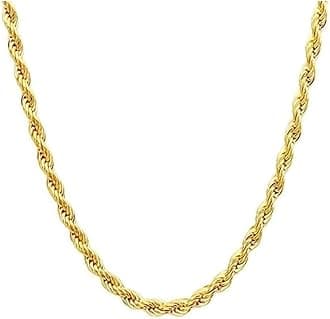 UNAHKTHY14K Solid Yellow Gold Diamond Cut Rope Chain Necklace, Available in 1.5mm,2mm,3mm and 4mm Thickness For Women and Men 16-36 Inch Lengths (4mm, 18inch)