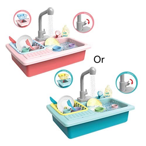 Huilier 1Set Plastic Simulation Electric Dishwasher Sink Pretend Play Kitchen Toys Children Kids Puzzle Early Education Toy Birthday Gifts
