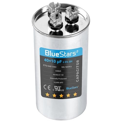 40+10 uf 370-440VAC ±5% Volts Round Run Start Capacitor Electric Replacement Part by BlueStars - Exact Fit for HVAC, Air Conditioners, Heat Pumps