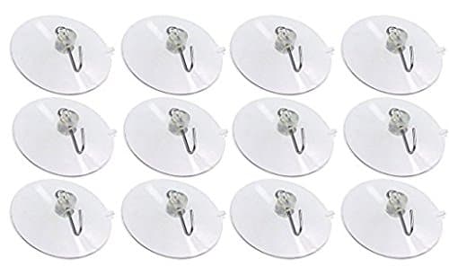 McKay 12 Piece Adhesive 3-Inch Suction Silicone Cup Hooks, Clear- Hanger Embraces up to 10 Lbs: Secure Hold Accessory for Windows, Shower, Bathroom & Kitchen