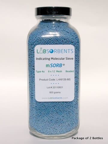 Molecular Sieve mSORB 4A Indicating 8x12 Mesh Bead, 800 g, 2 Pack