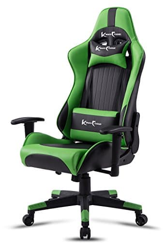 Kingcore PU Leather Ergonomic Racing Style Bucket Seat High-Back Gaming Chair with Anti-Fatigue Lumbar Support and Headrest
