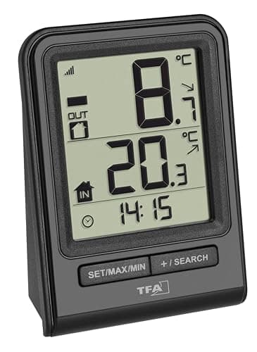 TFA Dostmann Wireless Thermometer PRISMA, 30.3063.01, trend arrow, max.-min. values, indoor and outdoor, black