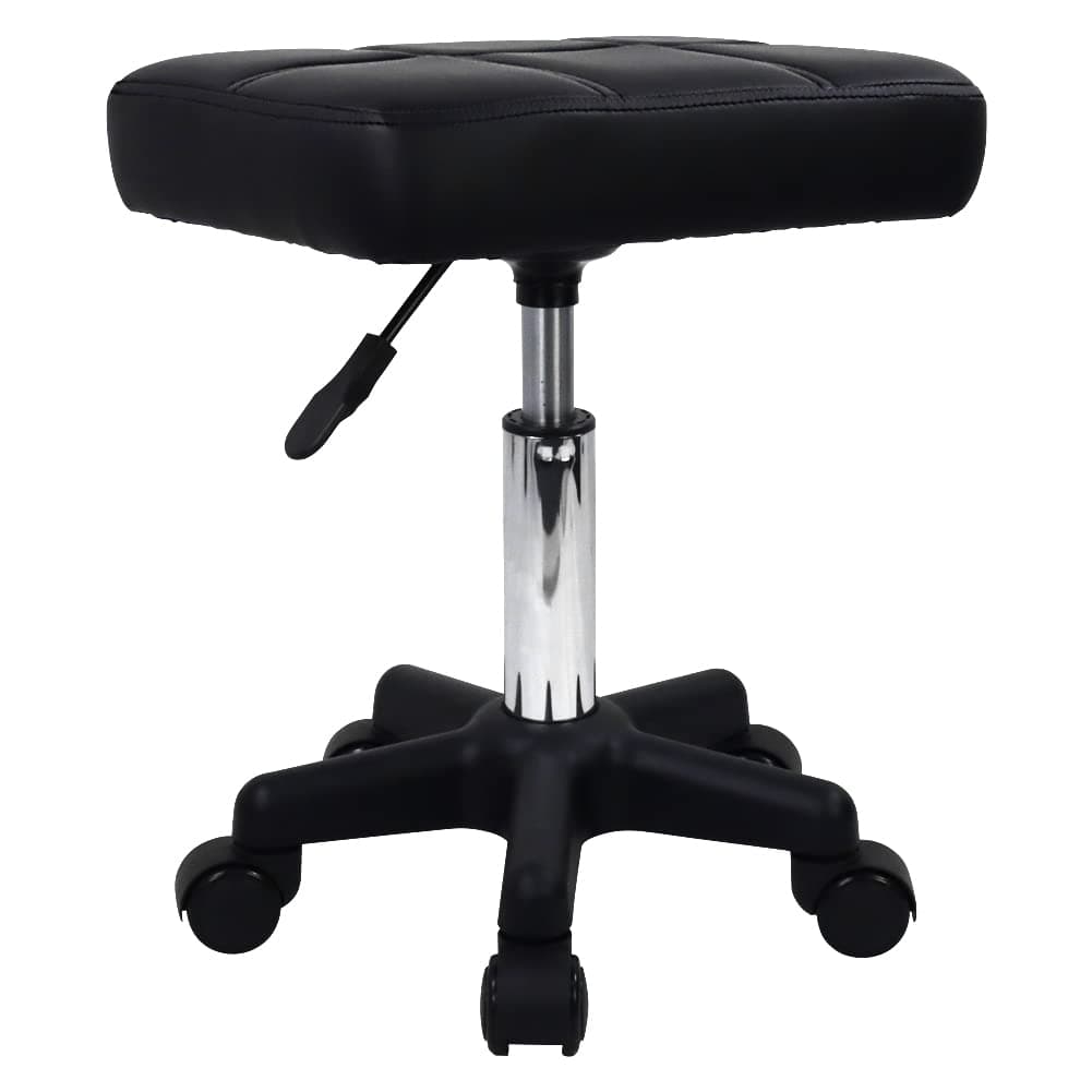 FURWOO Rectangle Rolling Stool with Wheels Swivel Stool Chair Spa Stool for Salon Massage Home Kitchen Black