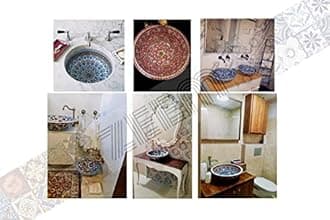Handmade Turkish Ceramic Bathroom Sink, Moroccan Style Basin, Hand painted kitchen round vessel washbasin, Unique home accessories, Gift her