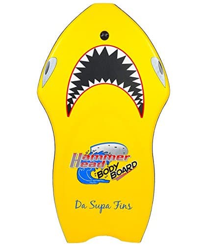 Hammerhead Bodyboard with Deluxe Leash & Stability Stringer - Shark Board (Yellow, 41.5")