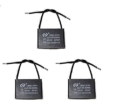 Ceiling Fan Capacitor Wall Fan Capacitor Stand Fans Capacitor CBB61 Capacitor 2 Wire 4.5 MFD uF 450V 50/60 Hz for Single Fan Motor Start Run 3 PCS
