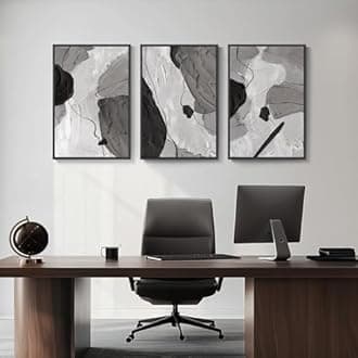 Large Framed Black and White Gray Abstract Wall Art, Set of 3 Piece Modern Canvas Prints Paintings Artwork for Walls, Minimalist Pictures for Living Room Bedroom Dining Room Hallway Wall Decor 20x30 In