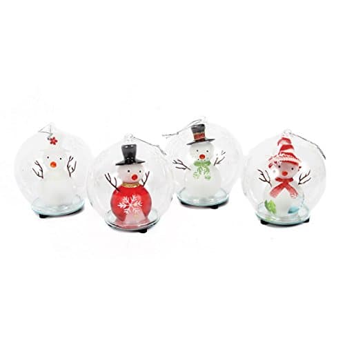 DEI Glass LED 5" Snowman Snow Globe Ornament