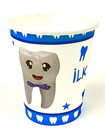 AEX 30 Pieces Paper Cups 7 Ounces Disposable Drinking Cups Heavy-Duty Biodegradable Paper Cups for Hot & Cold Drinks Birthday Tableware Party Supplies | Ilk Disim Baby Tooth Paper Cups