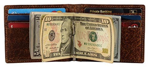 Money Clip Leather Wallet For Men-RFID Blocking Front Pocket Slim Wallet With ID Window