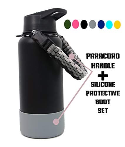 One MissionX Paracord Handle & Protective Bottom Silicone Boot Cover Set - Compatible with Hydro Flask 32 & 40 oz and Other Similar Stainless Steel Water Bottles