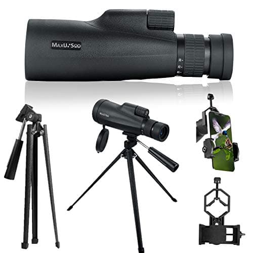 MaxUSee High Power 10-30x50 Zoom HD Monocular Telescope with Stable Tripod Carrying Bag Phone Adapter BAK4 Prism FMC Lens for Travel Hiking Bird Watching Wildlife Sightseeing Sports Concerts