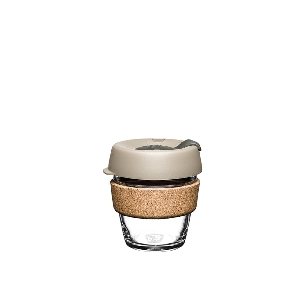 Reusable Tempered Glass Coffee Cup | Travel Mug with Splash Proof Lid, Brew Cork Band, Lightweight, BPA Free | Extra Small | 6oz / 177ml | Filter