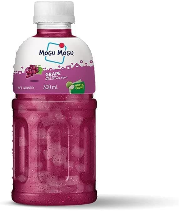 Mogu Mogu Grape Juice with 25% NATA De Coco Energy Booster Drink (Pack Of 24) Full Of Fruit Fibres Delicious And Nutritious Drink Tasty And Twisty Treat Gift Hamper Sold By Kidzbuzz