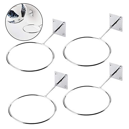 Uspacific 4 Pices Wall Mount Ball Display Racks, 5.51" Stainless Steel Ball Wall Mount for Basketball, Soccer, Football, Volleyball, Exercise Ball, Medicine Ball