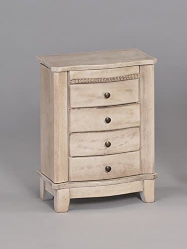 AGED WHITE WOODEN JEWELRY BOX