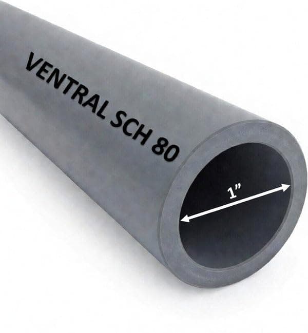 VENTRAL Schedule 80 PVC Pipe 1 Inch (1.315 OD), Grey, Cut Lengths for Industrial, Plumbing, Chemical, High-pressure (12 Inches Long)