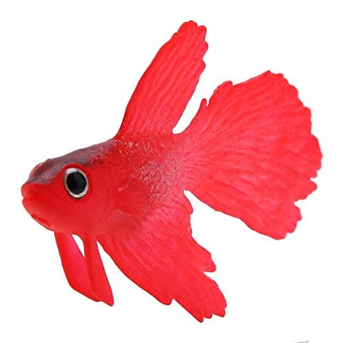 Artificial Silicone Small Fish, Aquarium Decoration Plastic Swimming Red Fish Ornaments Lifelike Fake Fishes (Red Betta)