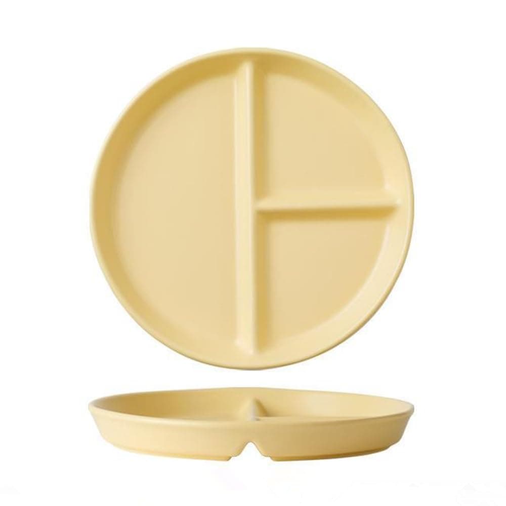 Porcelain Diet Dinner 3 Compartment Plate, 8 inch Ceramic Round Portion Control Plates, Divided Dinner Plates for Snack, Dessert, Steak and Salad