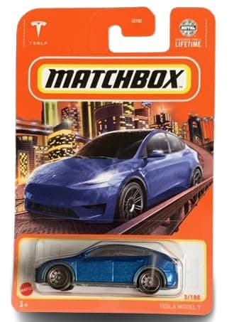 Tesla Model Y 1:64 Scale Die-Cast Car, Blue, 3/100