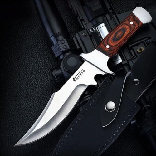 UMF Fixed Blade Knives with Sheath large Hunting Knife Full Tang Bushcraft Knives Skinning Knife Deer Hunting Knives, Big Camping Outdoor (b-red)
