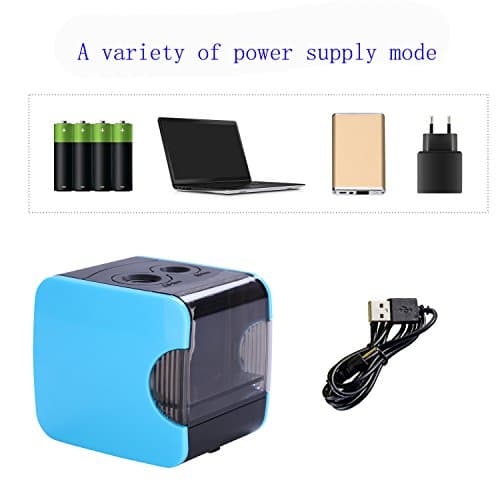 OMAIC Electric Pencil Sharpener, 2 Hole with Big (8-12mm) and Small (6-8mm) -Blue
