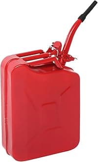 Petrol Can 20L, Jerry Can Fuel Can Fuel Oil Storage Can Metal Petrol Diesel Tank with Spout, Metal Water Container Cans Large Liquid Storage Canister For Diesel,Petrol,Oil& Water Container, Army Red