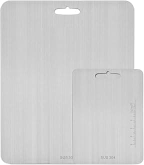 (23.6"x 19.3"and14.2" x 9.8") Extra Large Cutting Board 304 Stainless Steel，Chopping Board for Meat Vegetable Fruit Fish Cheese Kneading Rolling Bread Pizza Biscuits Dough (2pcs)…