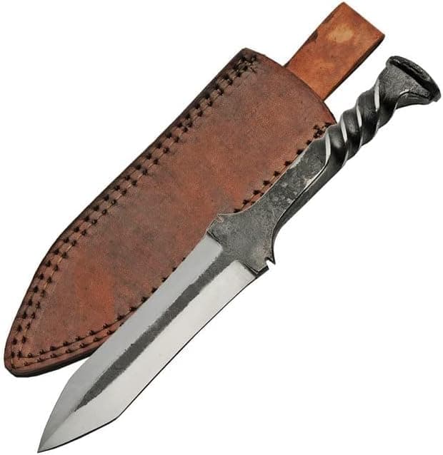 Rite Edge Railroad Spike Knife Double Edge Dagger w/Leather Sheath - 11 1/8" Overall