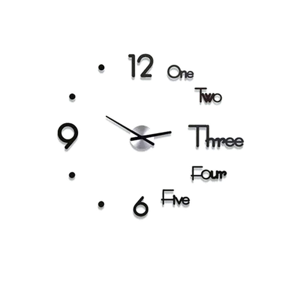 Modern Wall Clock Sticker - Modern Mute DIY Large Wall Clock - 3D Sticker Decor Black Gift - 27.56-47.24in?(3-5 Year Warranty)