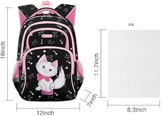Cusangel Girls Elementary School Backpack, Large Capacity School Bags for Girls and Boys with Reflective Strip,Water Repellent Unicorn Backpack,School Travel, Lightweight Rucksack for Teenage Girls