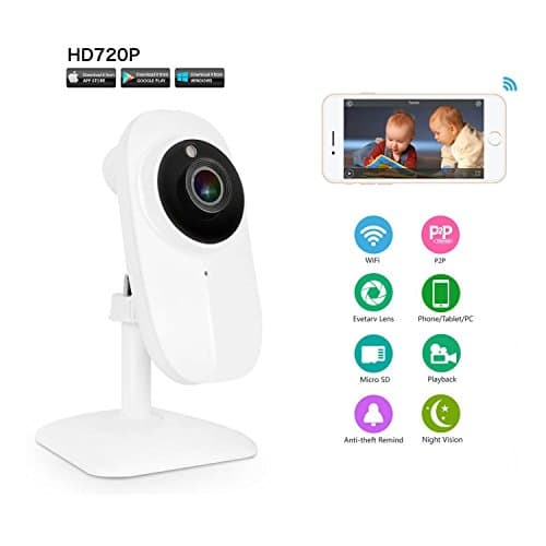 Smartiscam Megapixel Wireless 720P HD Wi-Fi IP Camera QR Code Scan Smartphone WPS Easy Setup Home Remote Surveillance Monitoring System with Two-way Talk 30ft Night Vision APP Smooth P/T Control (white)