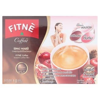 Fitne Coffee : Premium Coffee with Apple, Pine Bark and Pomegranate Extract Instant Powder 16 g x 10 bags (Product of Thailand)