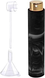 Perfume Atomizer Bottles Pack of 2, Vitog Refillable Mini Travel Size Empty Perfume Sprayer Spray with Funnel, Distributor, Marble Pattern Portable Spray Bottle for Women, Men (10ML), Black,