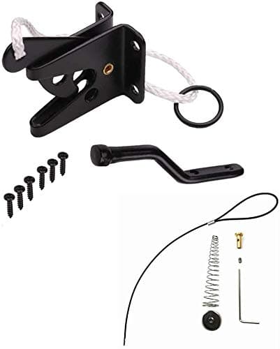 scottchen PRO Self Locking Gate Gravity Latch Iron Spring Loaded with Adjustable Gate Latch Cable Pull for Metal Wooden Fences Black