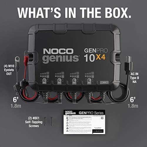 NOCO Genius GENPRO10X4, 4-Bank, 40-Amp (10-Amp Per Bank) Fully-Automatic Smart Marine Charger, 12V Onboard Battery Charger, Battery Maintainer and Battery Desulfator with Temperature Compensation
