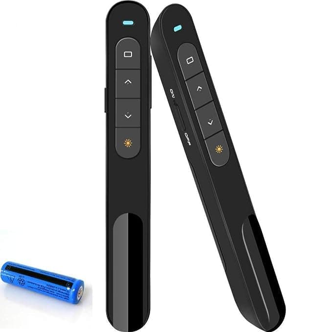 VIBOTON Laser Pointer | Up to 20m Wireless Range | Wireless Presenter for Presentation | Slide Changer, USB Power Point Remote Control Pen PPT Controller with Clip (Black) - 2 Years Warranty